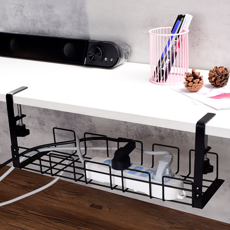 punch free under desk storage rack cable management tray desk socket ...