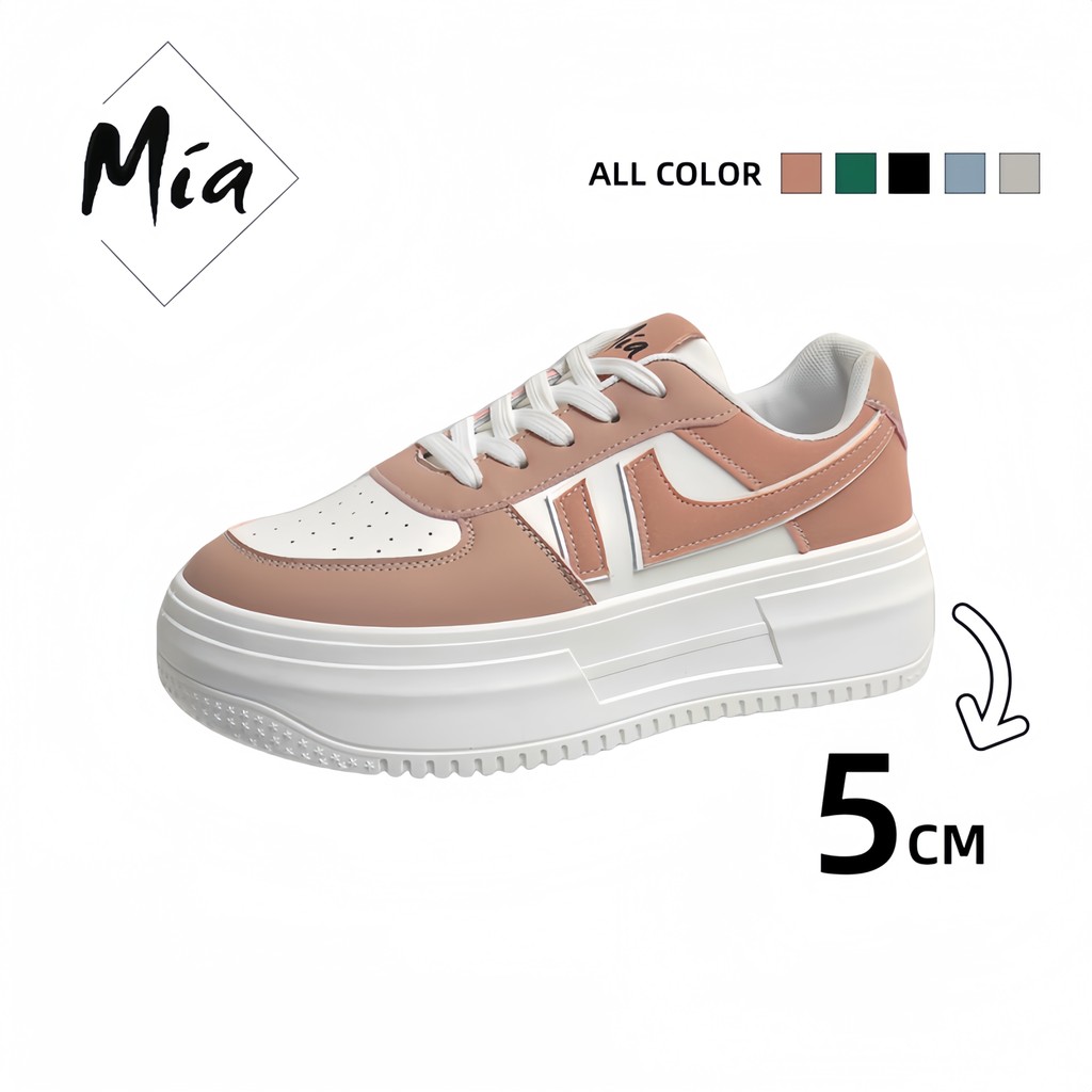 MIA Shoes for Women High Quality Leather Students Sneakers White Shoes 5CM Shopee Philippines