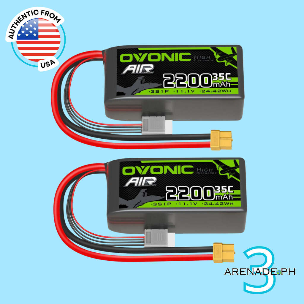 OVONIC Batería Lipo 3S 2200mAh 35C 11.1V Con Conector Deans – 2 Unidades Para RC