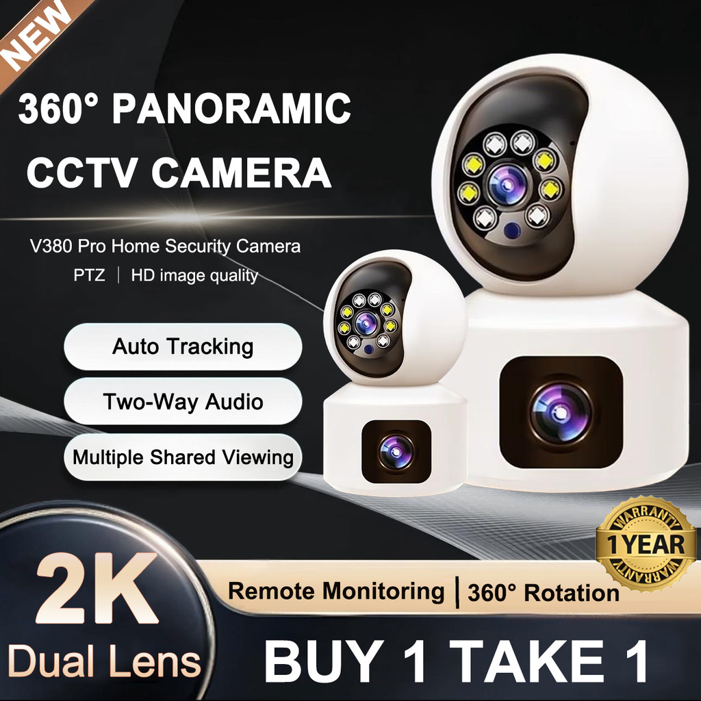 BUY 1 TAKE 1 2K HD V380 Pro CCTV Camera Dual Lens Connect Cellphone PTZ ...