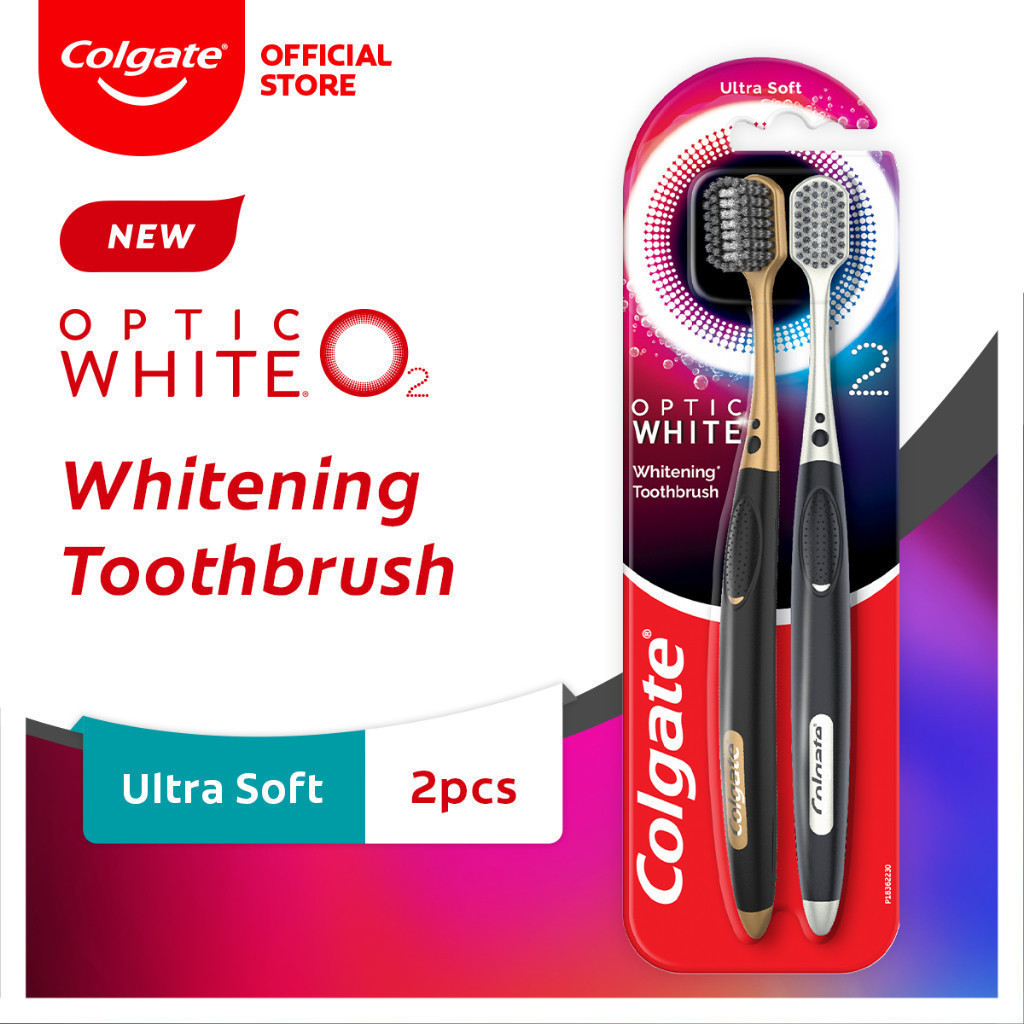 Colgate Optic White O2 Whitening Toothbrush, Ultra Soft Bristle, Value ...