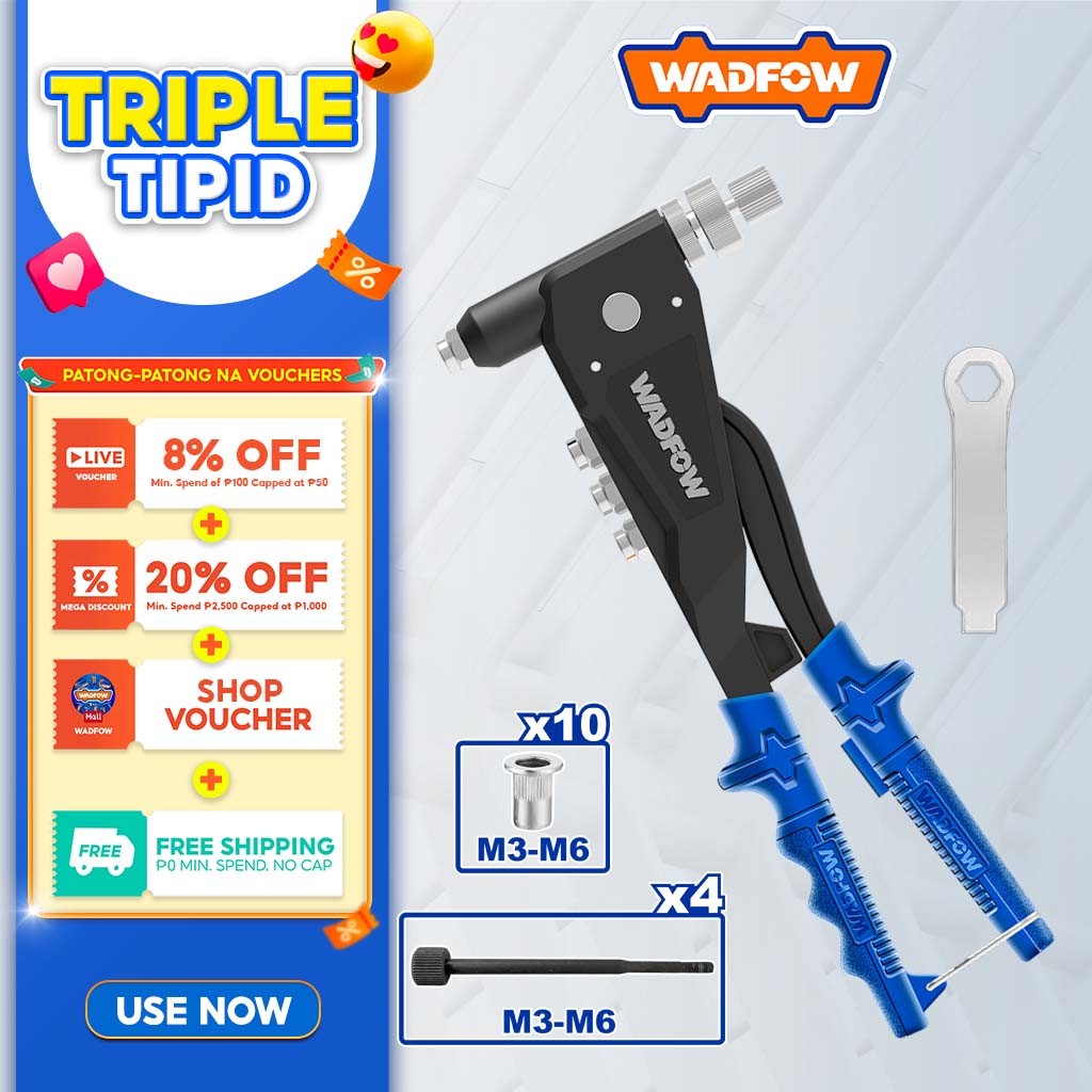 Wadfow WHR5710 Set of 4pcs Rivet Nut Gun Kit 10.5inches | Shopee ...