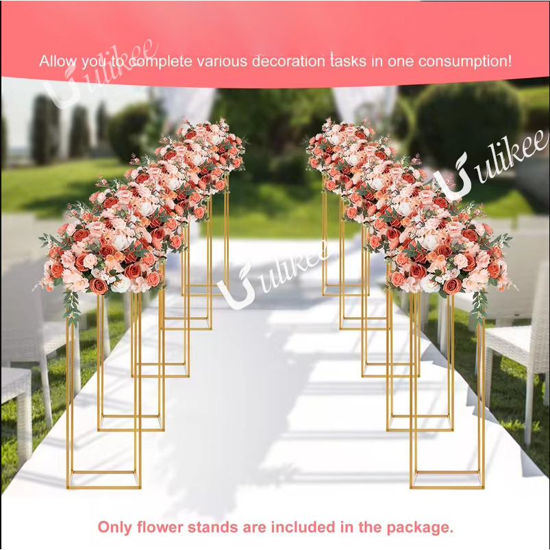 4 pcs rectangular gold metal flower stands for weddings, party flower ...
