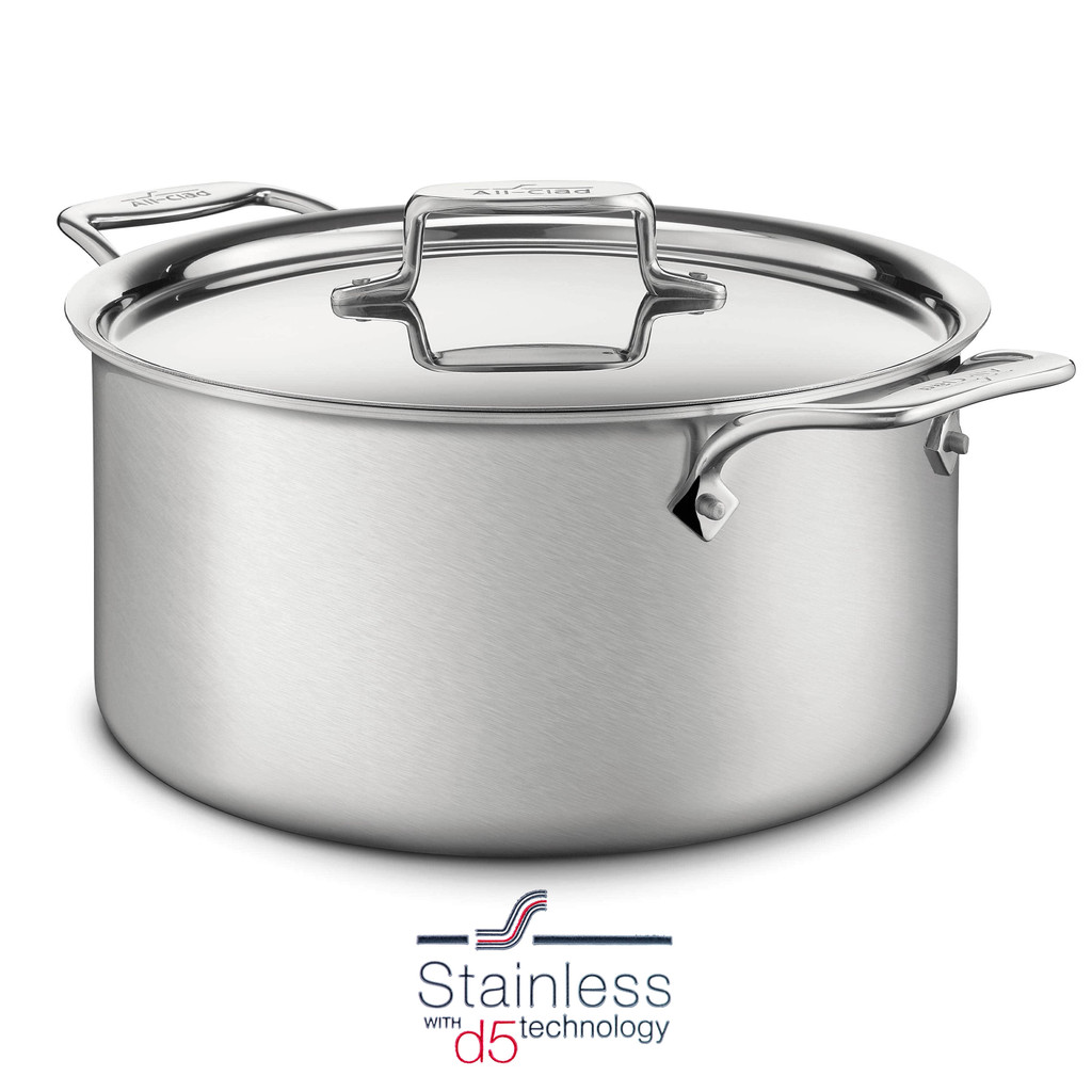 All-Clad D5 Set Pentole 5 Strati In Acciaio Inox – 3 Pezzi, Adatto A Induzione E Lavastoviglie