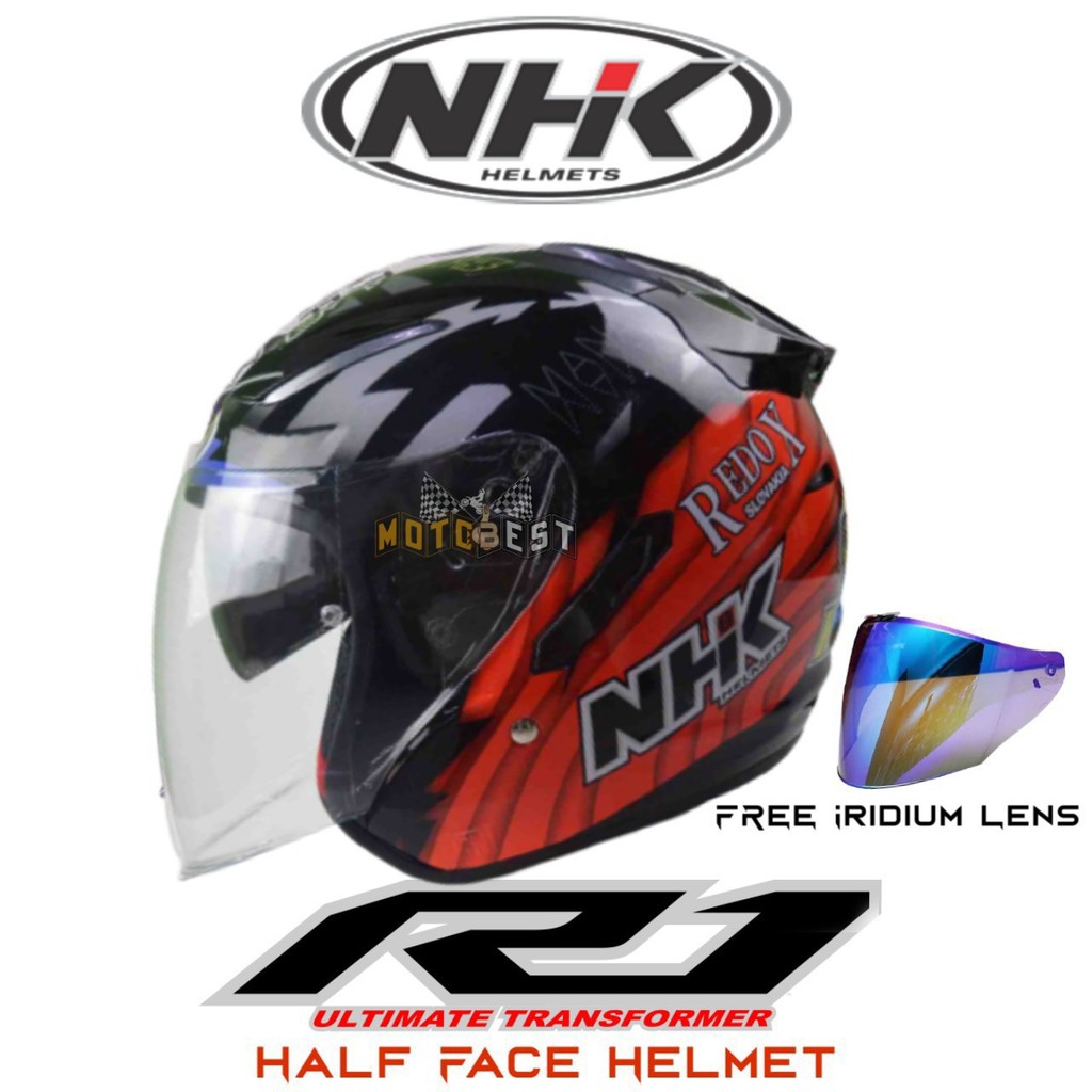 NHK R1 MotoGP Designed Half face Helmet w/ Free Rainbow Visor | Shopee ...