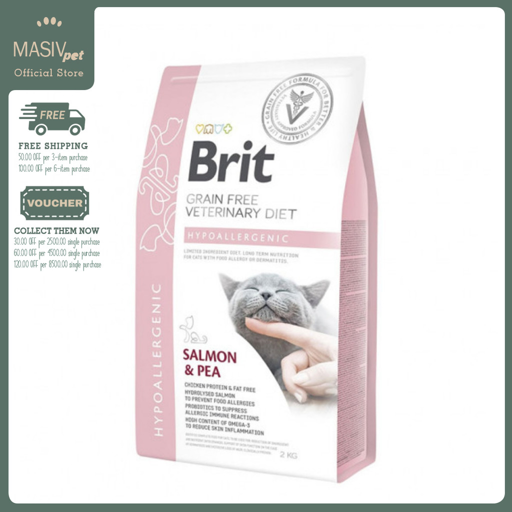 Brit Grain Free Veterinary Diet Hypoallergenic Cat Dry Food Salmon