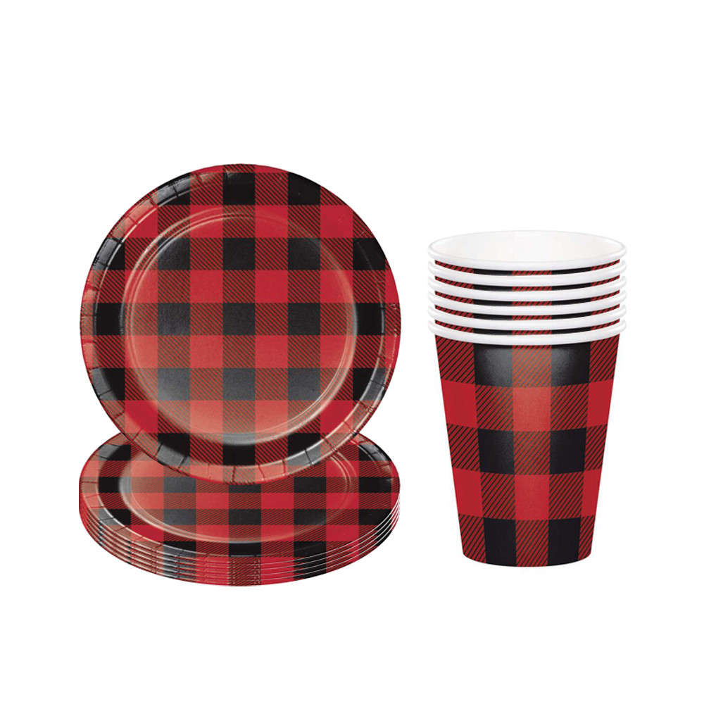 Buffalo Plaid Party Set Lumberjack Baby Shower Disposable Tableware ...