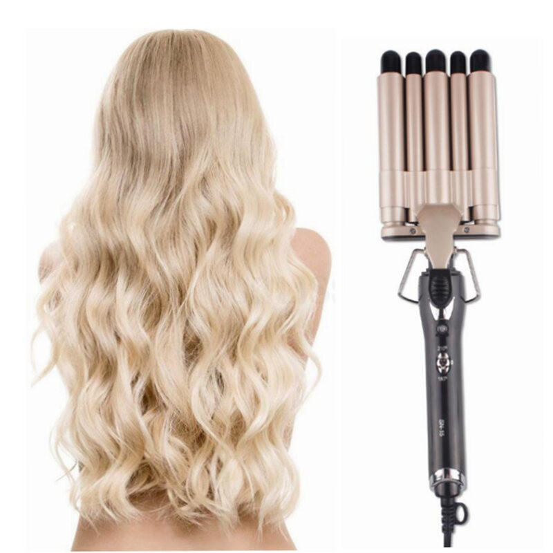 Hairdressing straight hair five-tube curling rod splint big wave hair ...