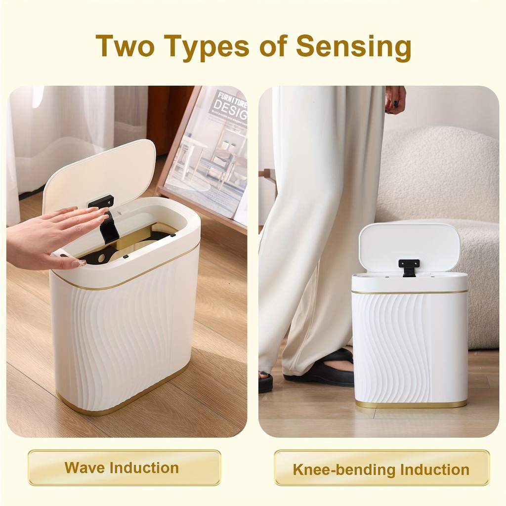 Bathroom Sensor Trash Can Lid 2 Gallon Automatic Trash Bin 7Liter Small