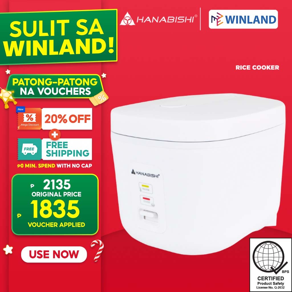 Hanabishi by Winland Automatic Square Rice Cooker 1.8L serves 10 cups ...