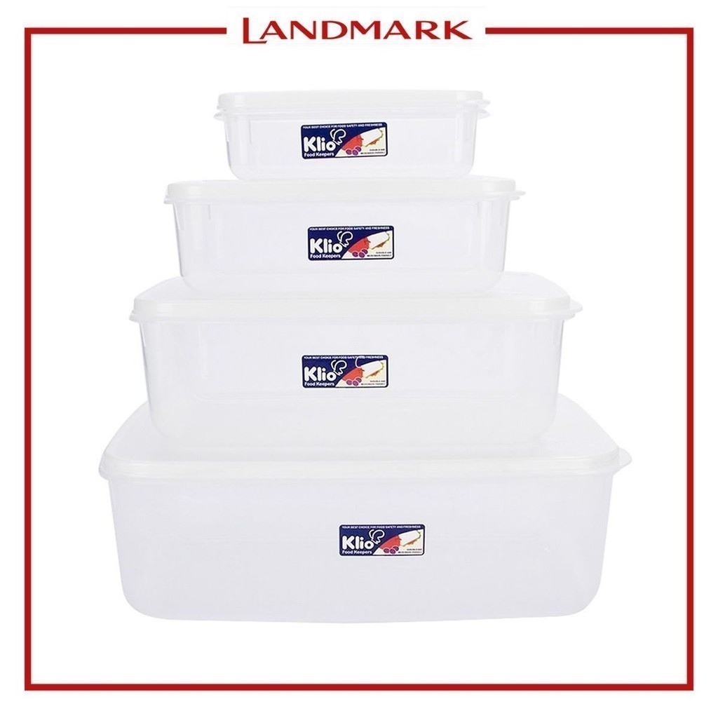Klio 4pc Stackable Rectangle Series Set Food Keeper - White 20.5x9x29 ...