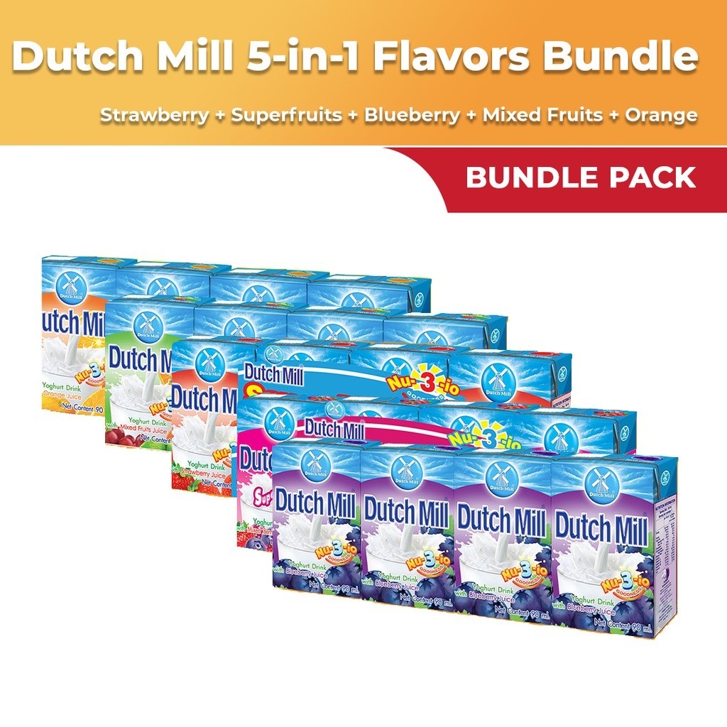 Dutch Mill Yoghurt Drink 90ml x 4: 5-in-1 Flavors Bundle | Shopee ...