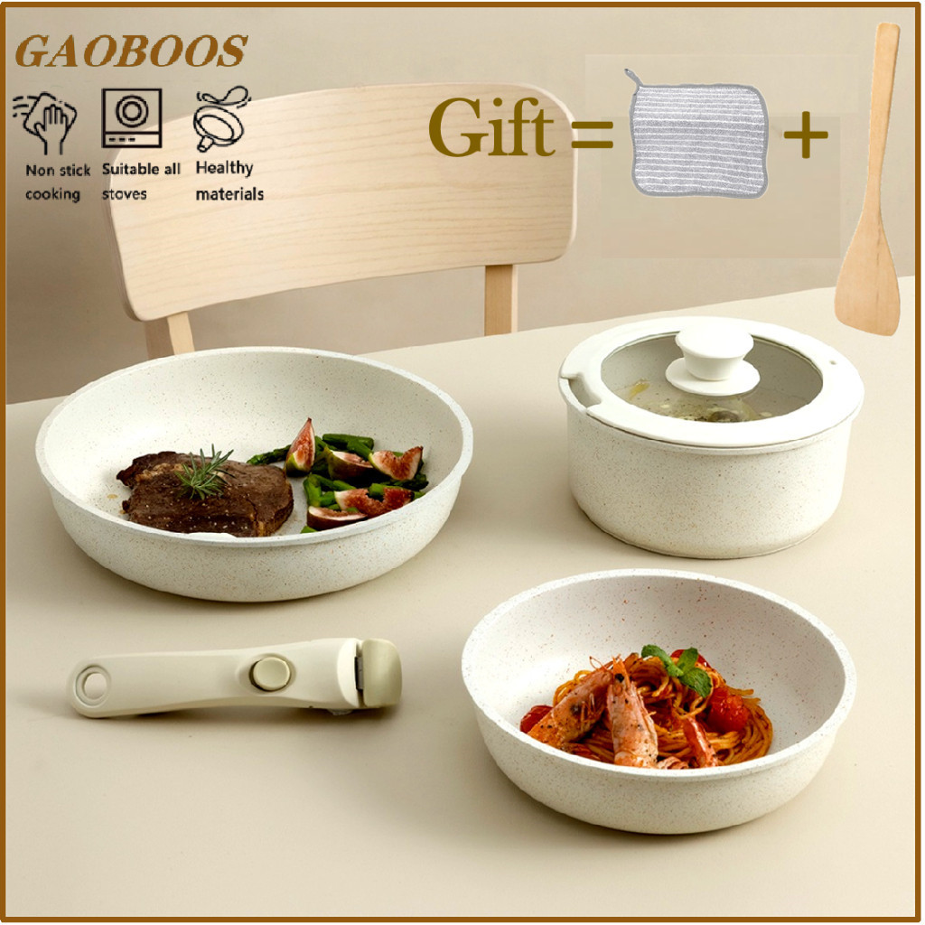 Gaoboos Non Stick Cookware Set Frying Pan saucepan Handle Removable ...