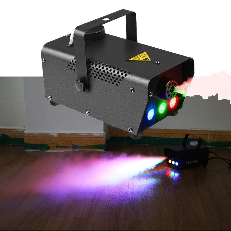 Mini 500W Fog Machine Wireless Remote Control RGB Mixed LED Colorful ...