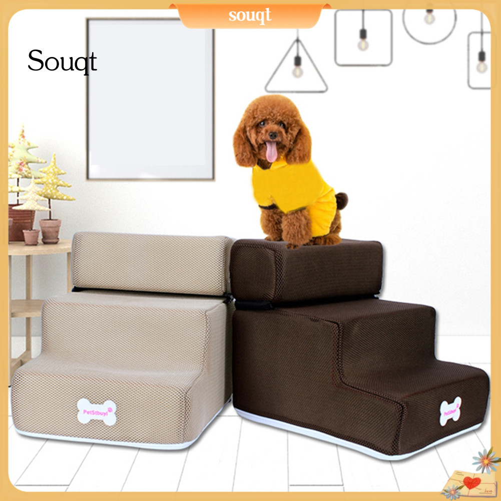 SQGT Small Dog Cats Pet 3 Steps Removable Non-slip Ramp Climbing ...