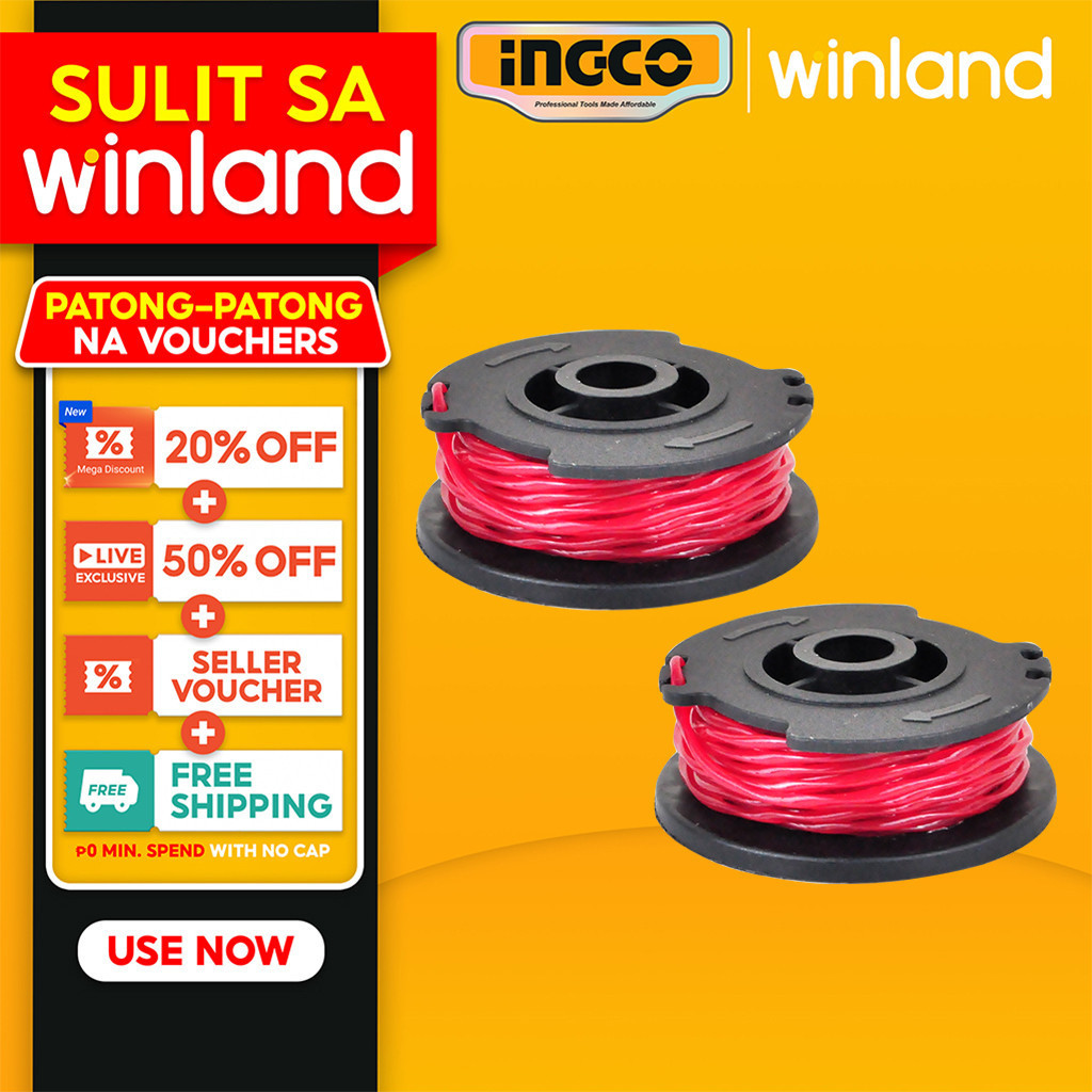 Ingco by Winland 2pcs 1.6mm x 5m Twist Line Spool Grass Trimmer ALS1601 ...