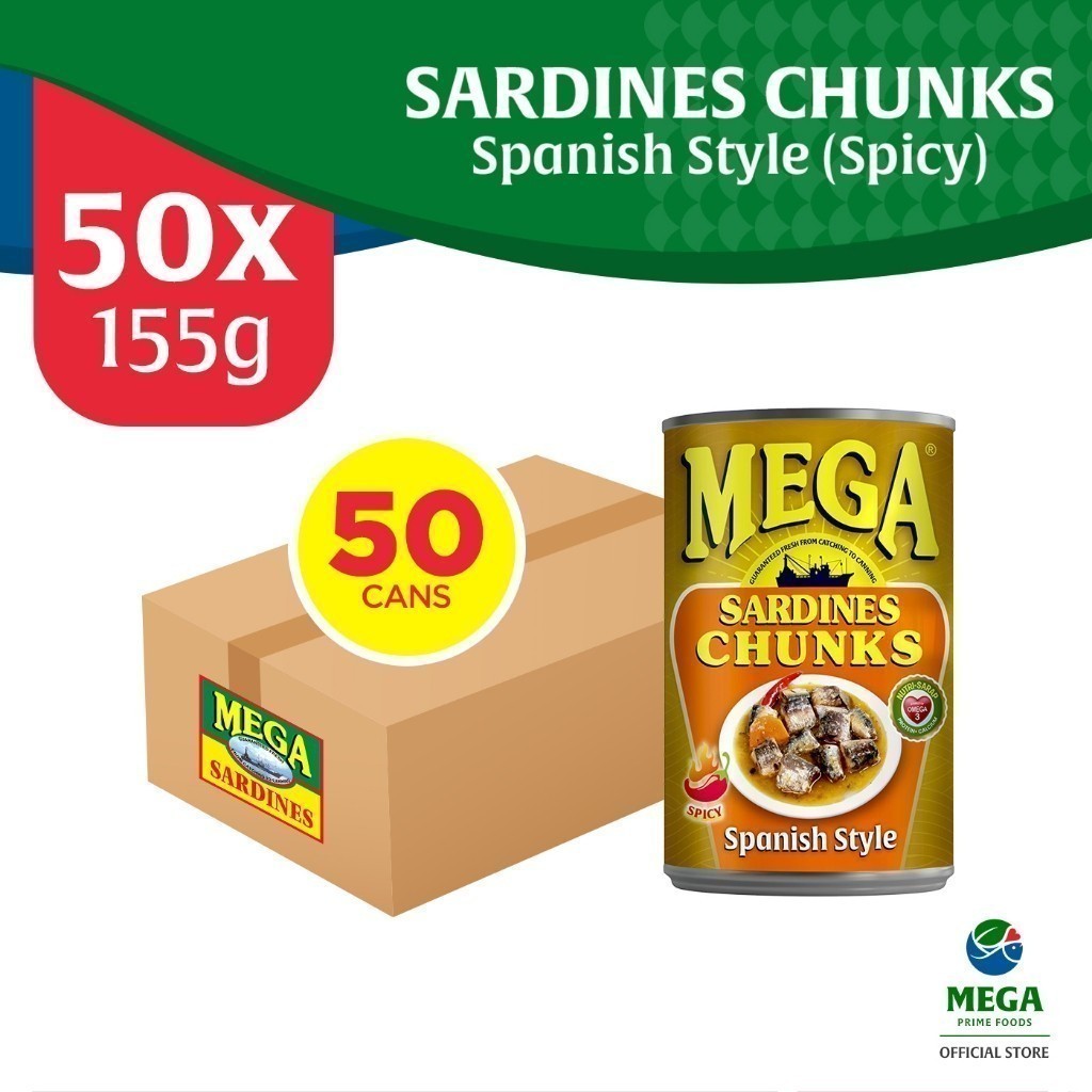 Mega Sardines Chunks Spanish Style 155g (Spicy) by 50's | Shopee ...