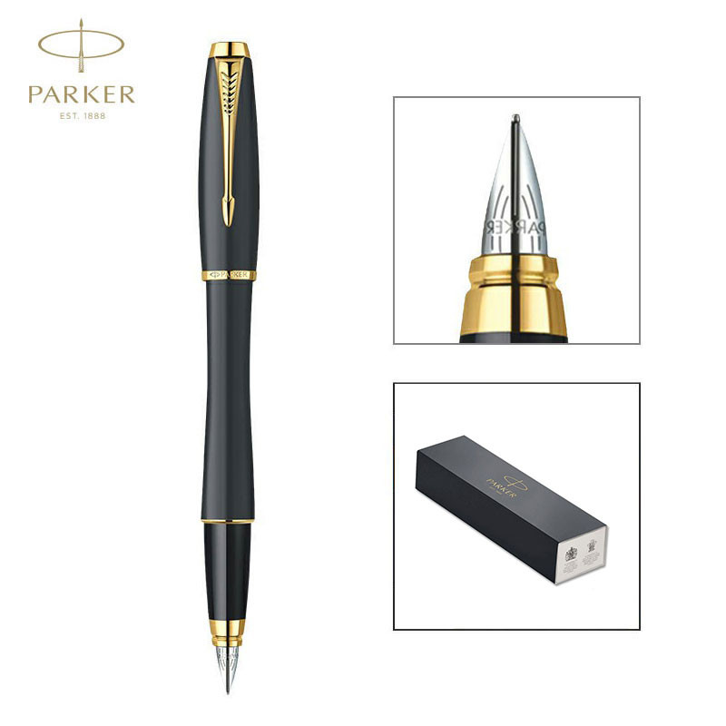 NEW Parker Urban Premium Matte Black Gold Trim, Fine Nib Fountain Pen ...