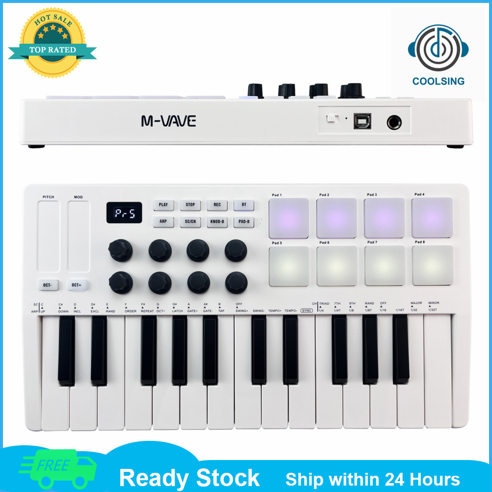 M-VAVE Mini Portable 25-Key MIDI Control Keyboard USB Keyboard MIDI ...