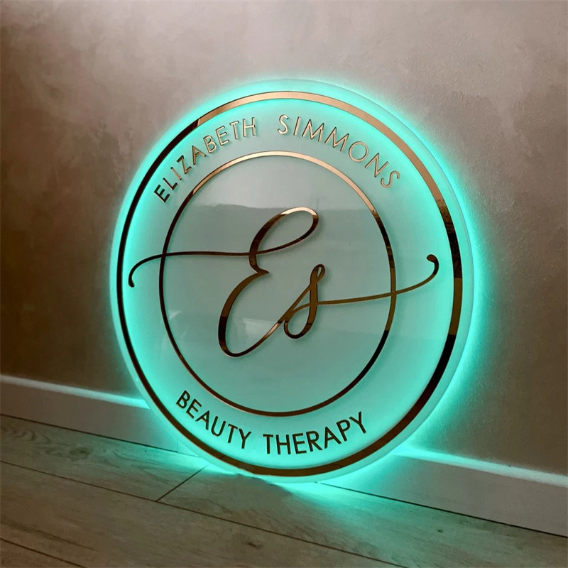 Neon Custom Business Sign, Acrylic Backlit Logo Salon Signage, 3D LED ...