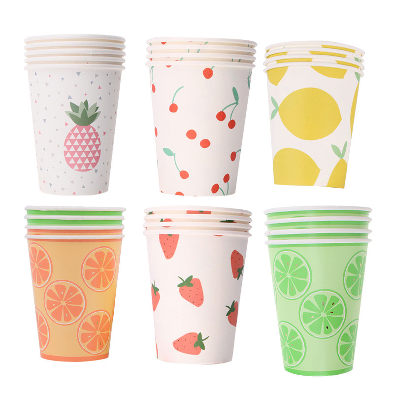 Summer fruit paper cup Disposable paper cup juice cup pool party baby ...