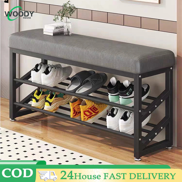 Steel Shoe Rack Simple Rack Home Indoor Storage With Soft Cushion Shoe