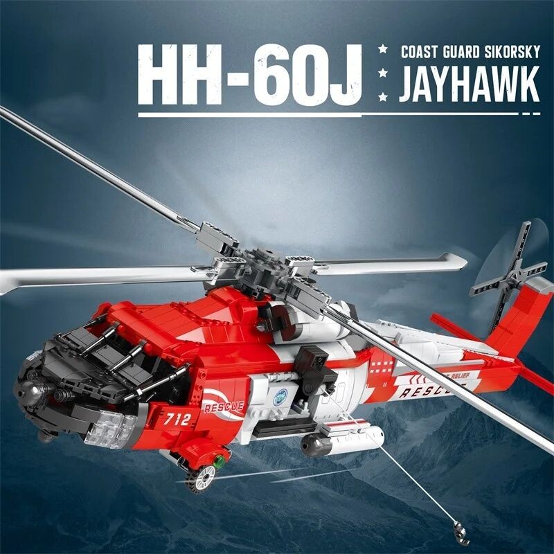 1137PCS HH-60J Black Hawk Helicopter Building Blocks Military Coastal ...