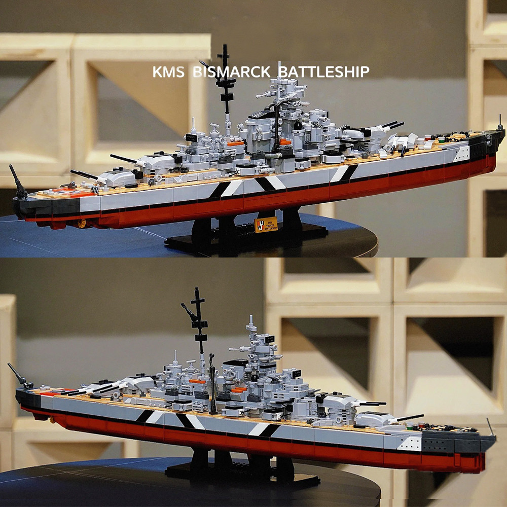2 In 1 WW2 KMS Bismarck Battleship Building Blocks Military Warships ...