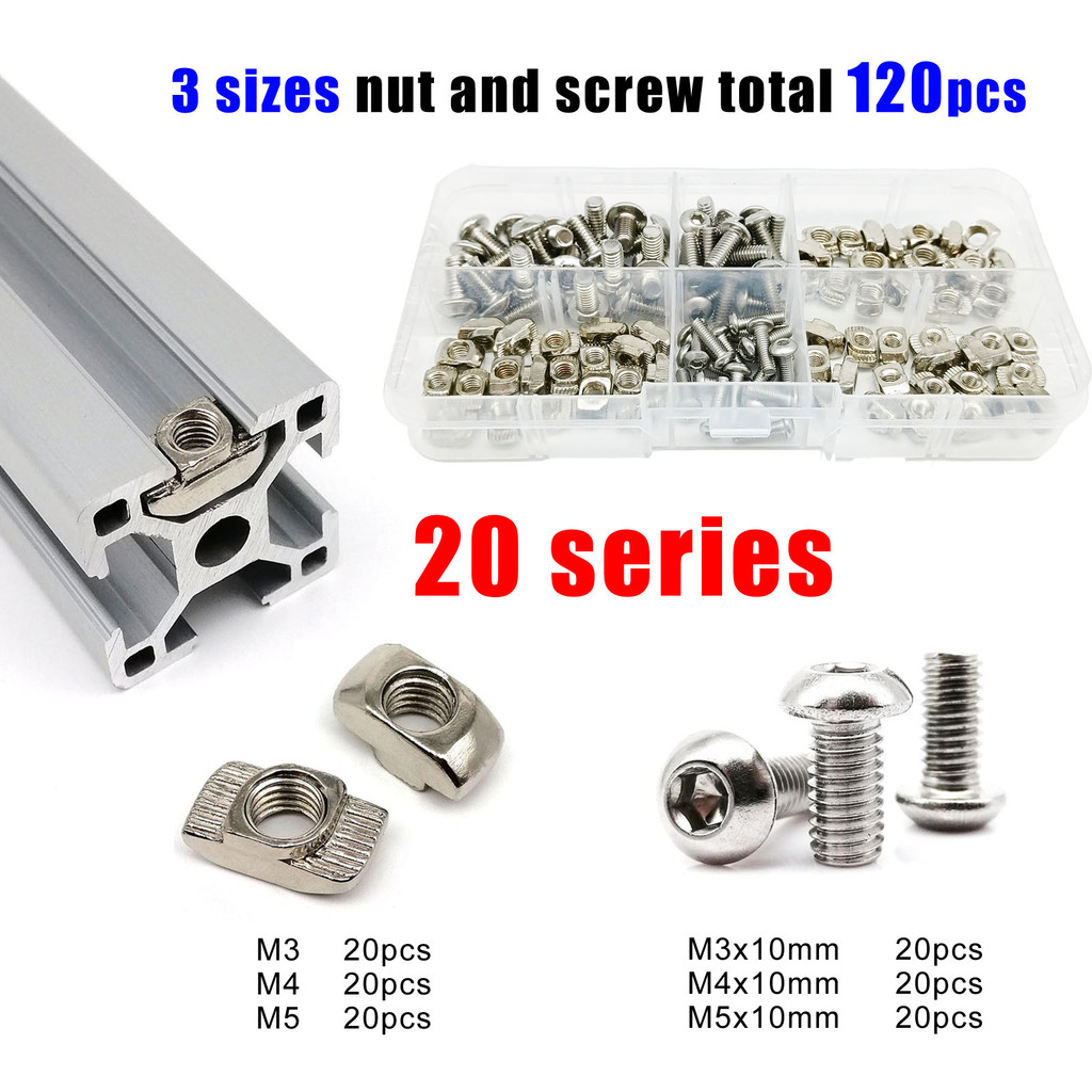 120pcs/set 20 Series Aluminum Profile Extrusion Slot Window Track T ...