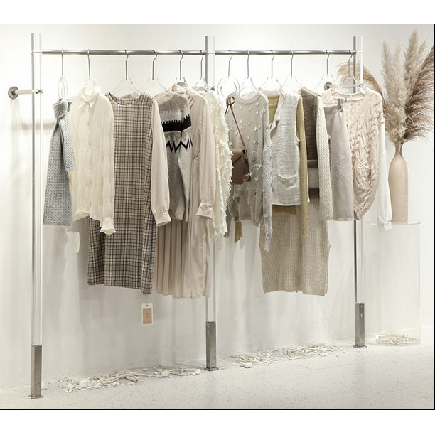 Clothing store acrylic transparent wall rack hanger island rack floor ...