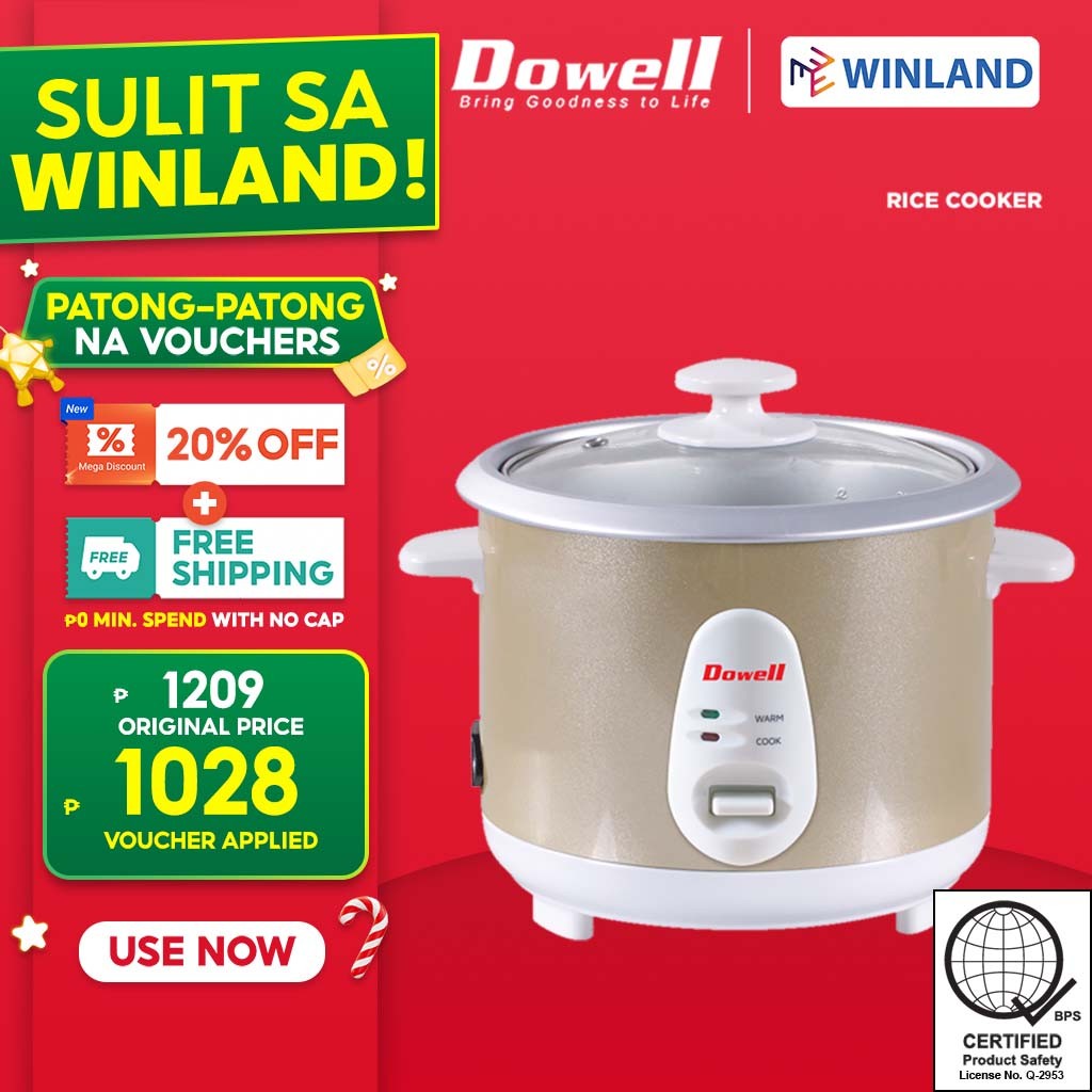 Dowell by Winland 3 cups Rice Cooker with Aluminum Rice Bowl RC-30G ...