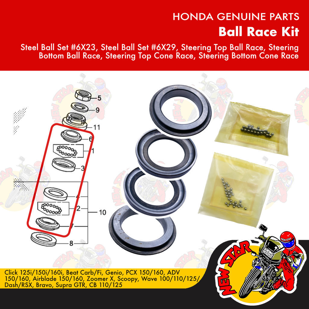 Click 125i/150i/160i Beat Carb/Fi PCX 150/160 ADV 150/160 Ball Race Kit ...