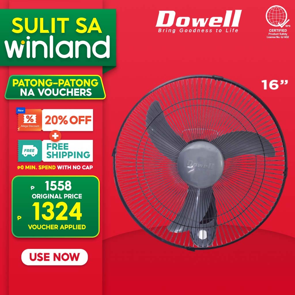 Dowell by Winland 16 inch Electric Wall Fan with 3 Speed Rotary and ...
