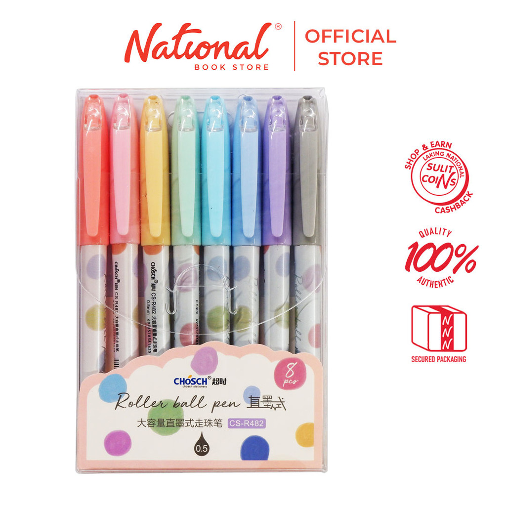 Chosch Rollerball Pen 0.5mm 8's CS-R482, Assorted Colors - School ...