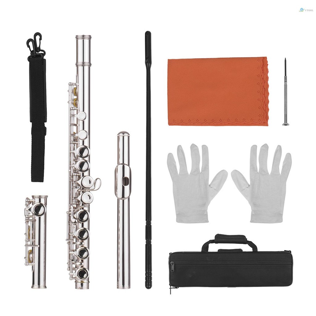 16 Holes Closed Hole Flute C Key Flutes Cupronickel Woodwind Instrument ...