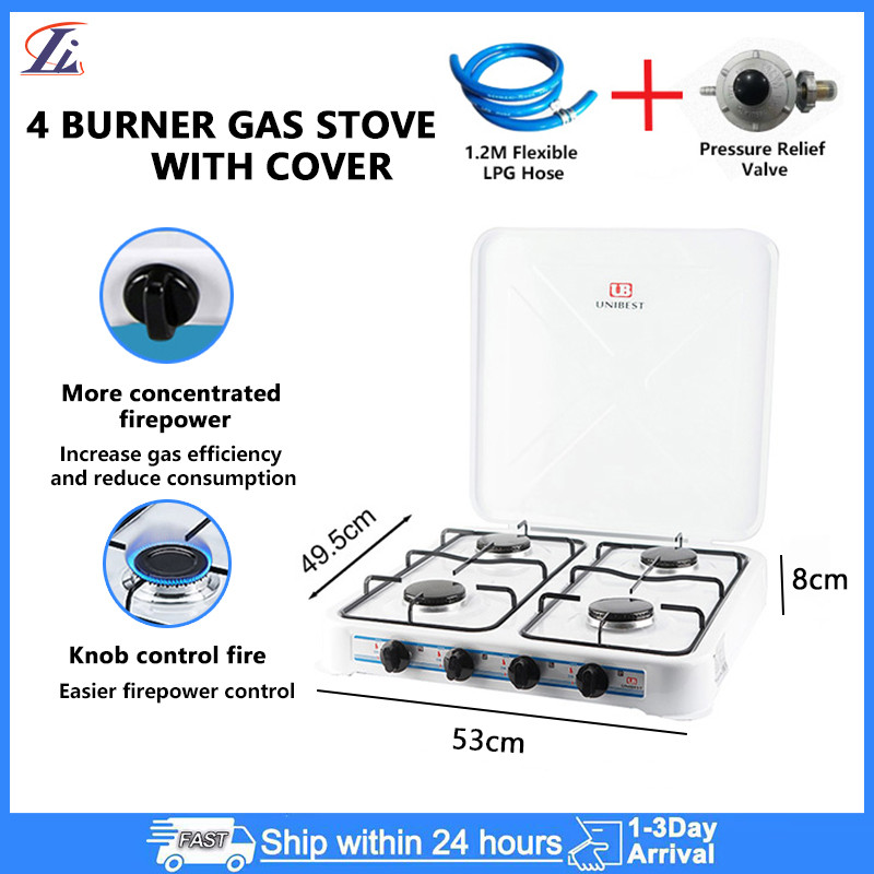 2 4 Burner Gas Stove With Lid Portable Table Top Butane Gas Stove