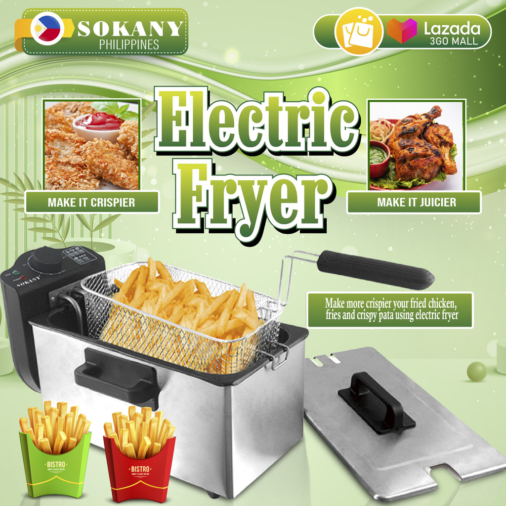 Sokany 3L deep fryer electric deep fat fryer with stainless steel