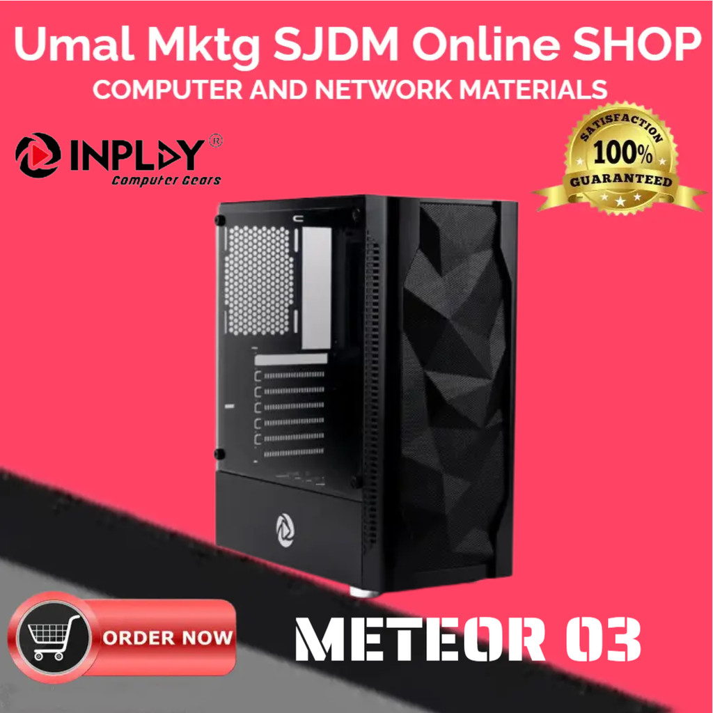 INPLAY Meteor 03 BLACK / WHITE Mid Tower Gaming PC Case Black Desktop