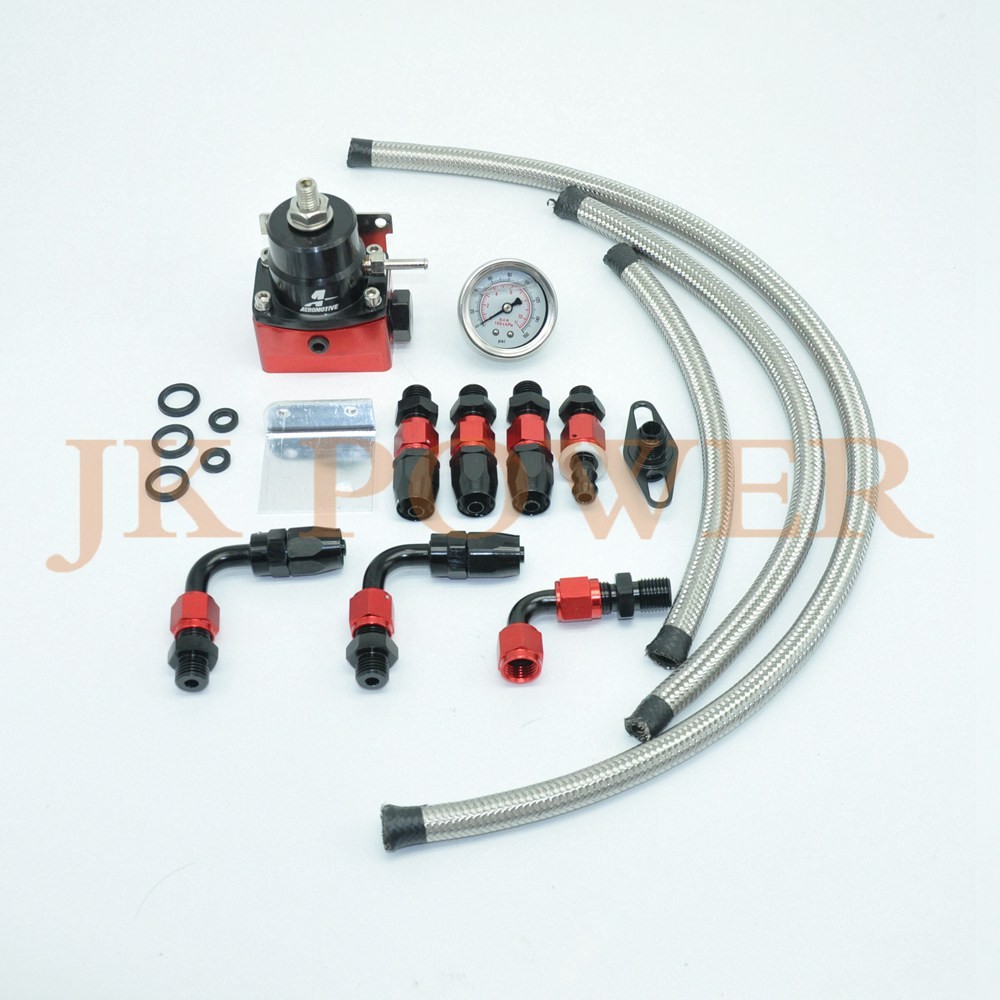 HB Universal Adjustable Fuel Pressure Regulator Kits 160psi Gauge AN6 ...