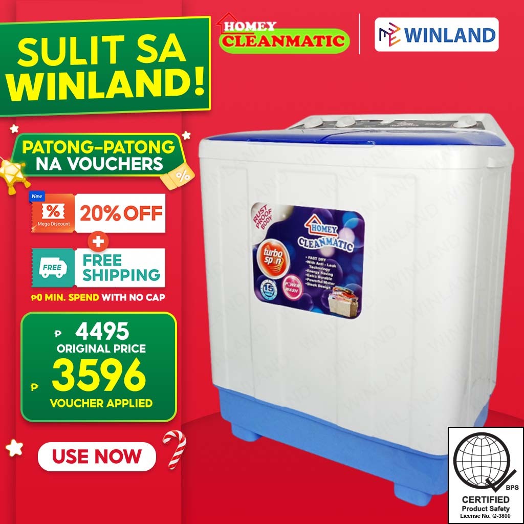 Homey by Winland Cleanmatic Twin Tub Washing Machine 6.5kgs WHM-652 ...