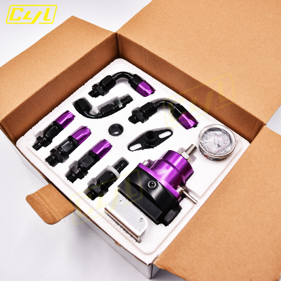 AN6 Universal Adjustable Fuel Pressure Regulator Oil Gauge Hose Fitting ...