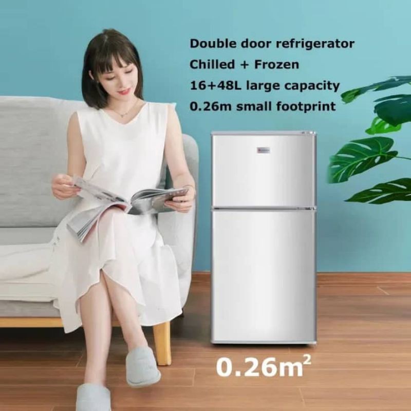Mini Refrigerator Inverter With 2 Doors Fridge And Freezer 64L Save ...