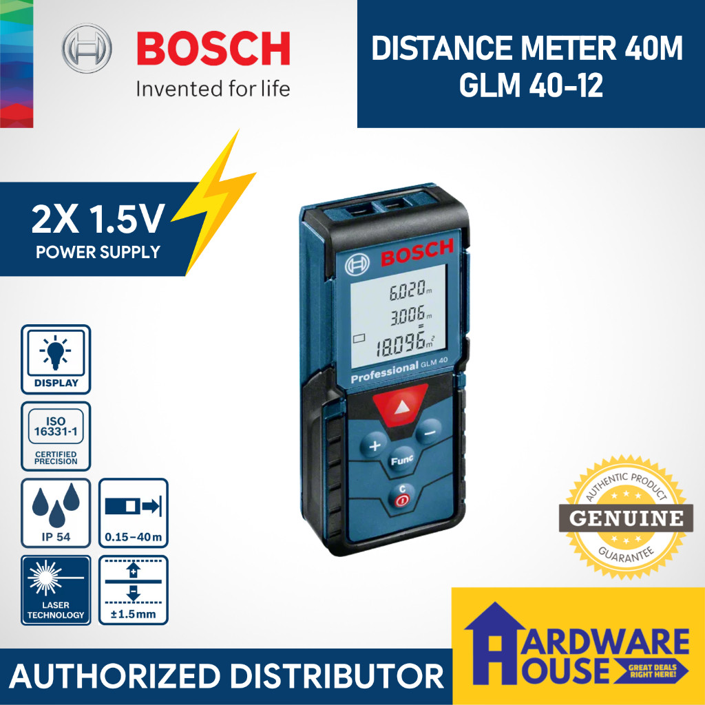 ORIGINAL BOSCH Distance Laser Measuring Meter 40M GLM 40-12 | Shopee ...