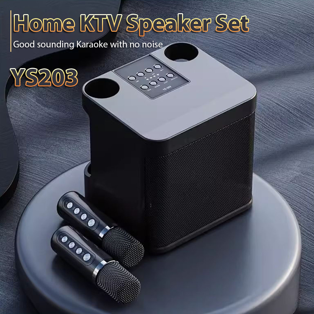 YS-203 Wireless Bluetooth Dual Microphone Karaoke Speaker 3D with Dual ...