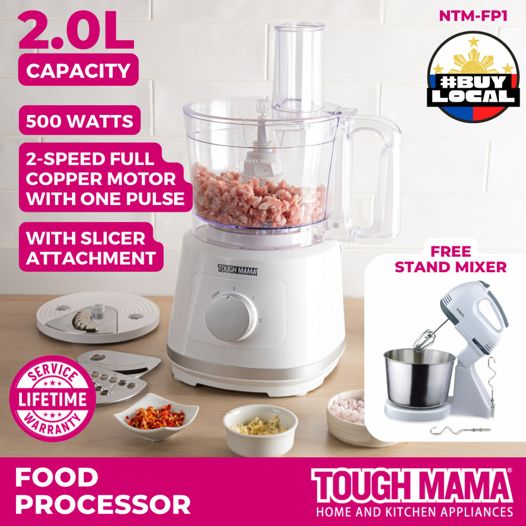 Tough Mama NTMFP1 White Food Processor Heavy Duty Powerful Chopper