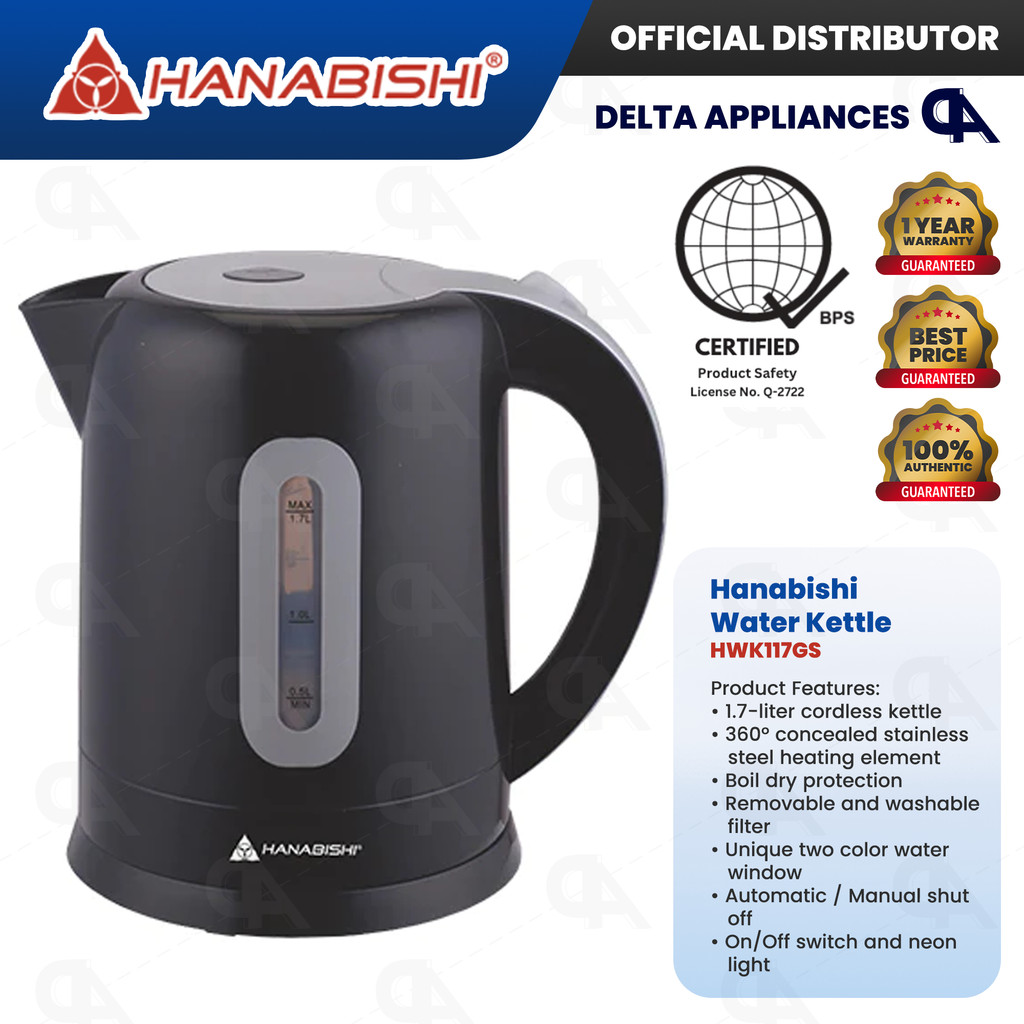 Hanabishi Electric Kettle Plastic Water Heater Original 1 Year Warranty