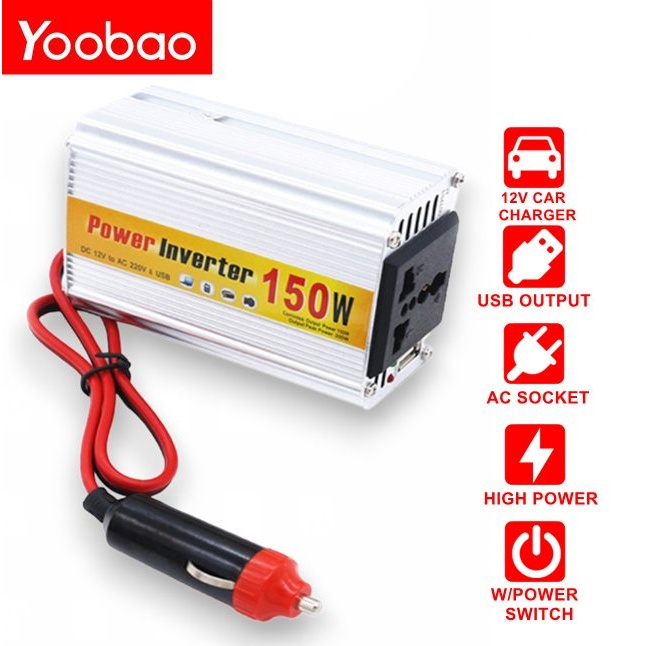 Yoobao 150W Smart Durable Power Inverter DC 12V Car Charger to 220V AC