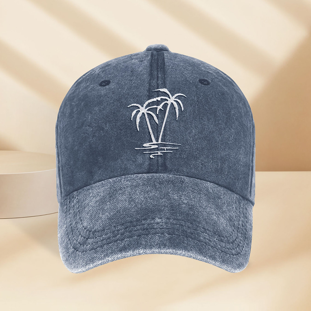 Baseball Cap Women Coconut Tree Embroidery Washed and Vintage Versatile