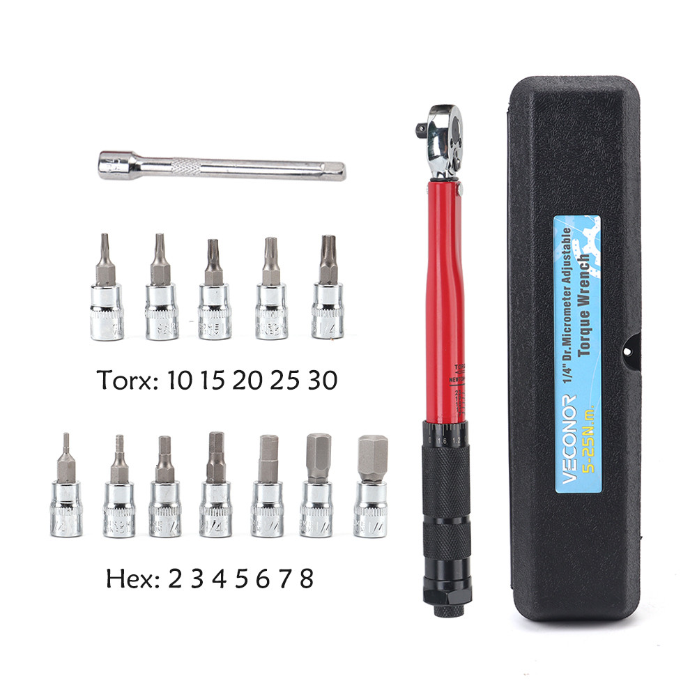 Torque Wrench Set 1/4 Inch Drive 525N.m with Torx Hex Socket Drill