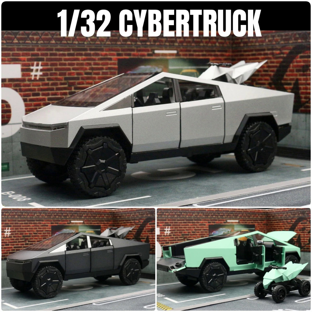 1/32 Tesla Cybertruck Pickup Toy Car Miniature Diecast Metal Off Road